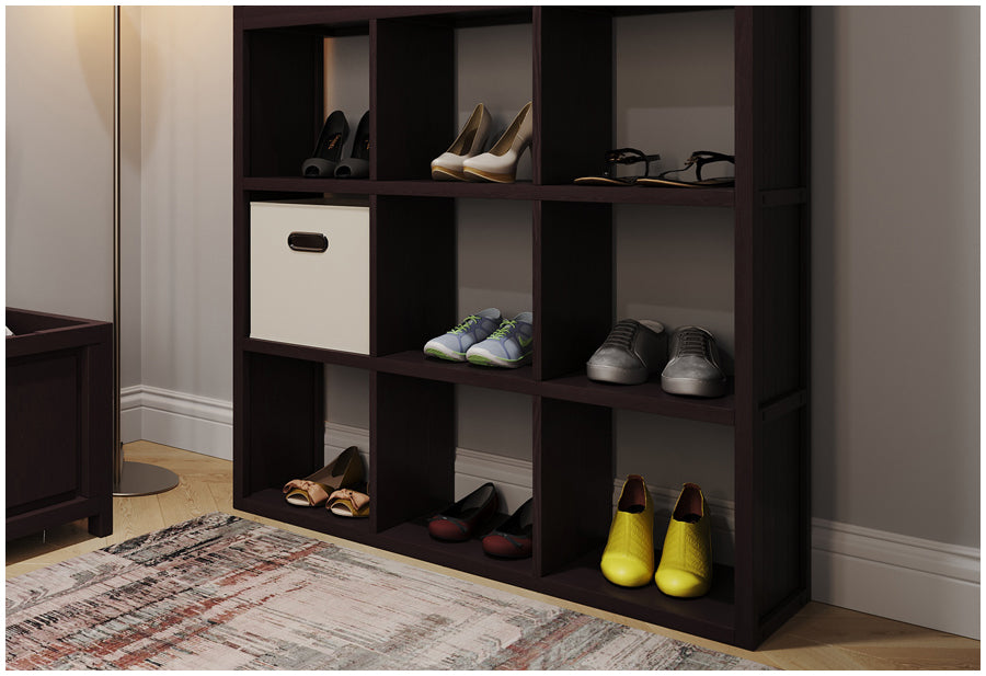 espresso cube storage in medium size walk in closet