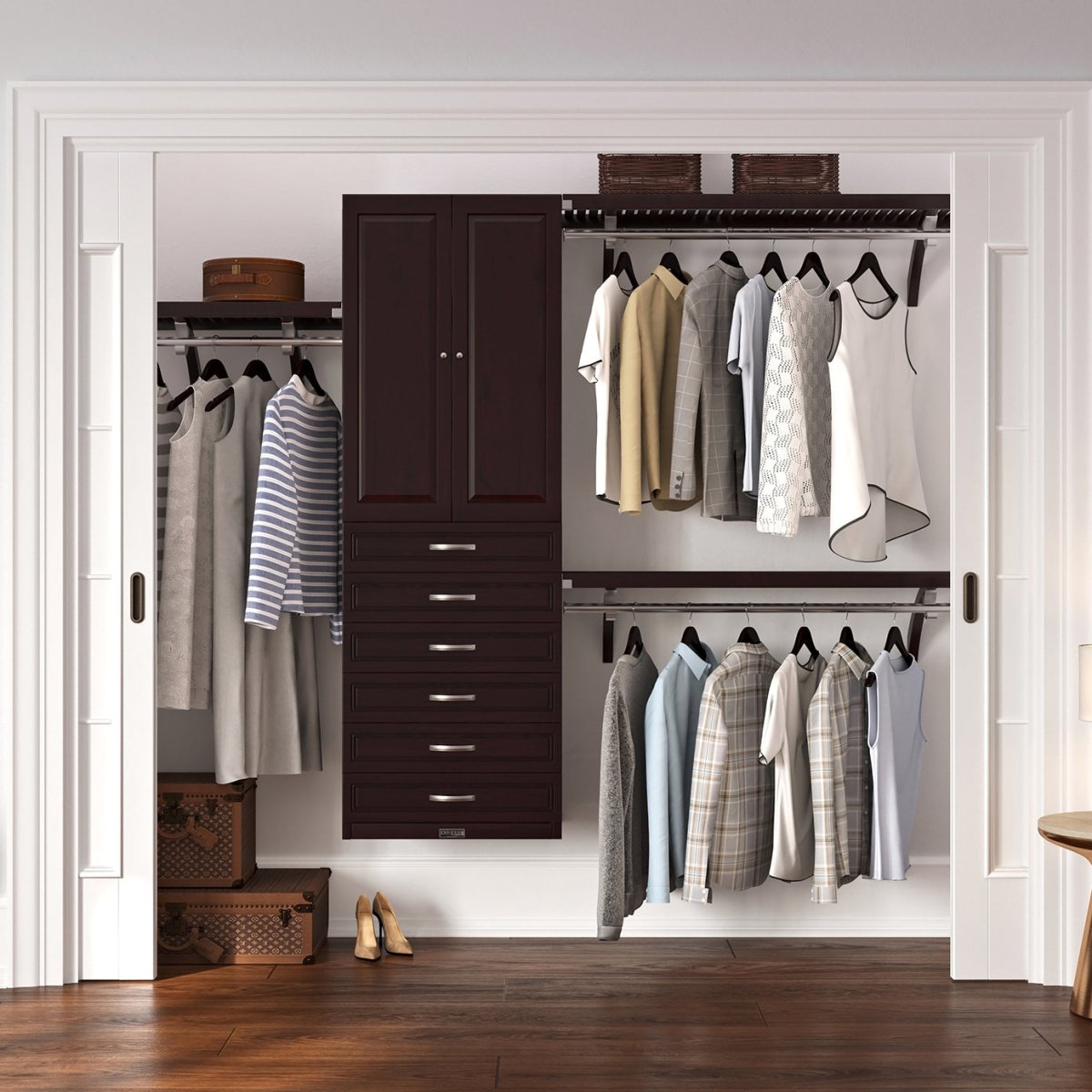 Solid Wood Closet Organizer with 6 Drawers and Doors Modern - John Louis Home - Closet Organizers