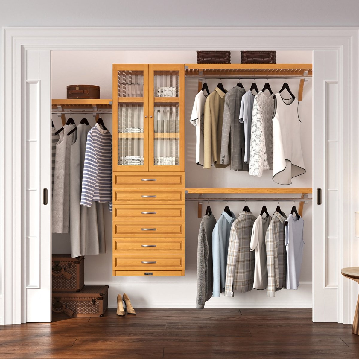 Solid Wood Closet Organizer with 6 Drawers and Doors Modern - John Louis Home - Closet Organizers