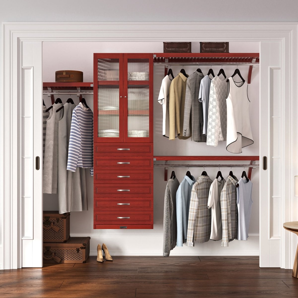 Solid Wood Closet Organizer with 6 Drawers and Doors Modern - John Louis Home - Closet Organizers