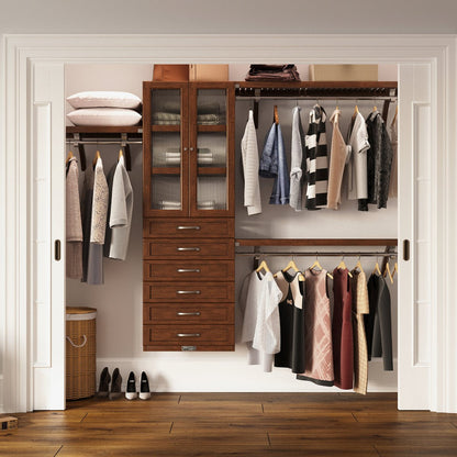Solid Wood Closet Organizer with 6 Drawers and Doors Shaker - John Louis Home - Closet Organizers