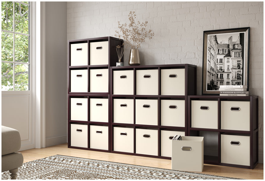 multiple espresso cube organizers in office